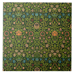Azulejo William Morris - Columbine, verde oscuro, Case-Mat