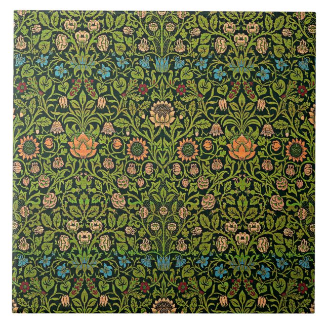 Azulejo William Morris - Columbine, verde oscuro, Case-Mat (Frente)