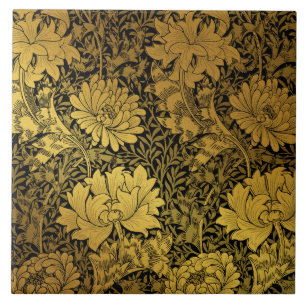 Azulejo William Morris Floral Negro y Dorado