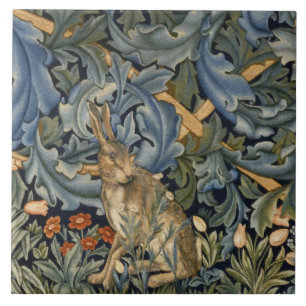 Azulejo William Morris Forest Rabbit Floral Art Nouveau
