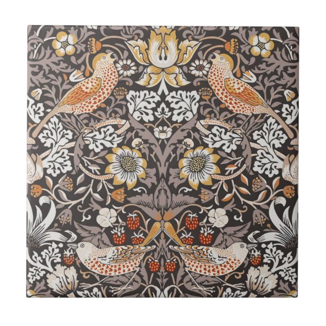 Azulejo William Morris Fruta Robada Carbón Ocre (Frente)