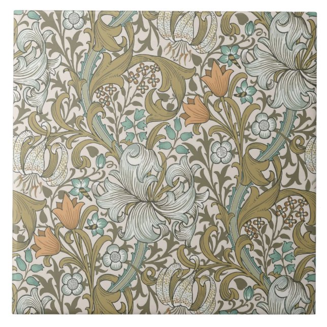 Azulejo William Morris Golden Lily Blue Gold (Frente)