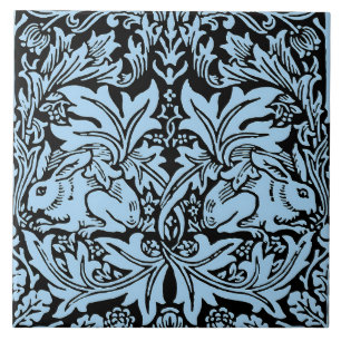 Azulejo William Morris Hermano Conejo Azul Claro Negro