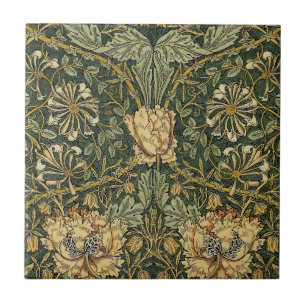 Azulejo William Morris Honeysuckle Green Floral