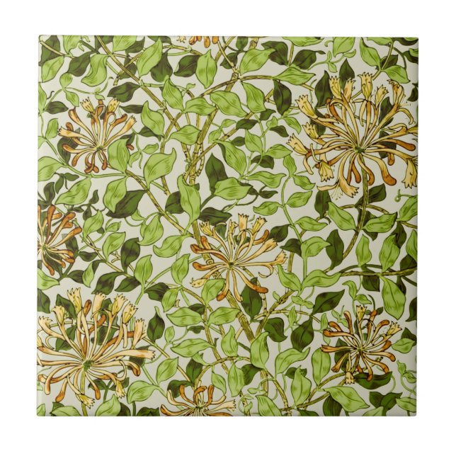 Azulejo William Morris Honeysuckle Green Flowers (Frente)