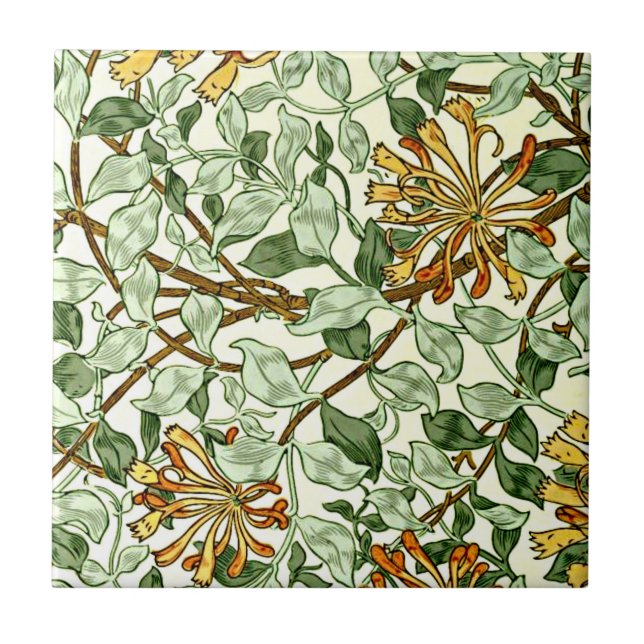 Azulejo William Morris - Honeysucle Green y Gold (Frente)