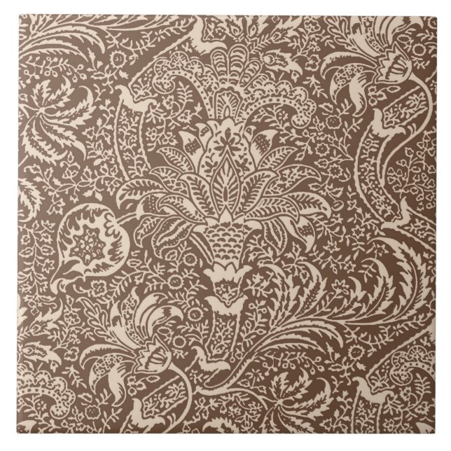 Azulejo William Morris Indian, Taupe Tan y Beige (Frente)