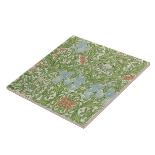 Azulejo William Morris Iris Flores Aves oligarcas Azul