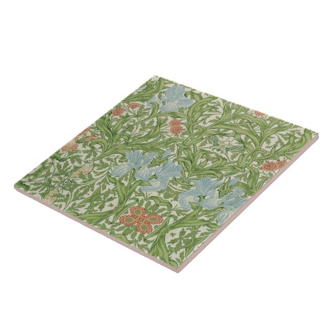 Azulejo William Morris Iris Flores Aves oligarcas Azul (Lado)