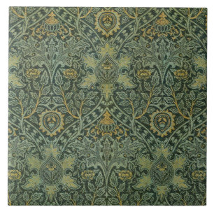 Azulejo William Morris Ispahan Verde Azul Floral Arte