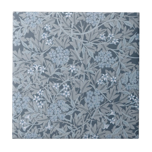 AZULEJO WILLIAM MORRIS "JASMINE" AZUL CERAMICO EN AZUL (Frente)