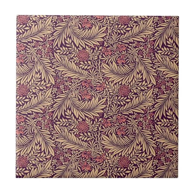Azulejo William * Morris Larkspur Floral Gold Burgundy (Frente)