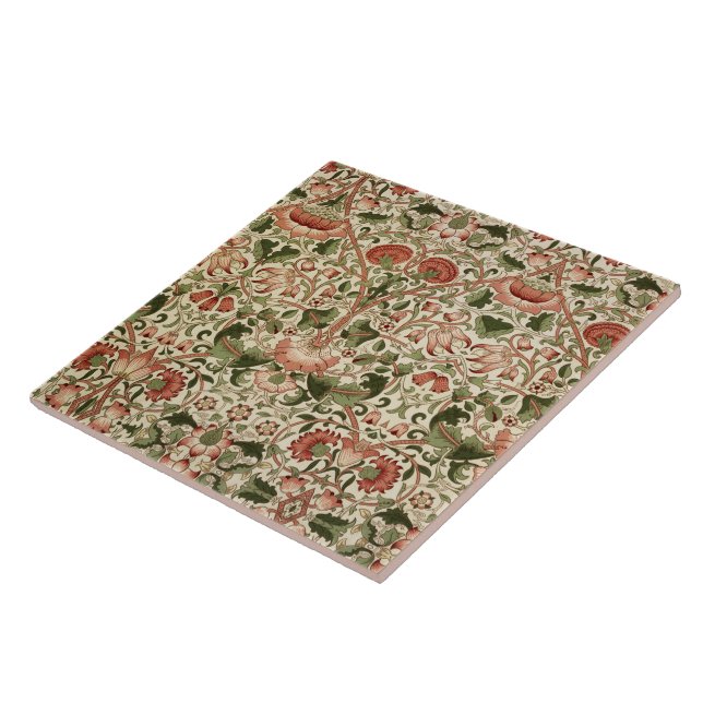 Azulejo William Morris Lodden Foliage Green Pink (Lado)
