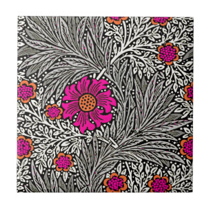 Azulejo William Morris Marigold, Gris / Gris y Blanco