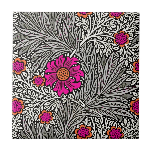 Azulejo William Morris Marigold, Gris / Gris y Blanco (Frente)