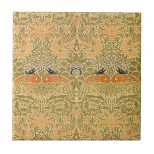Azulejo William Morris Peacock Dragon Artesanía Vintage