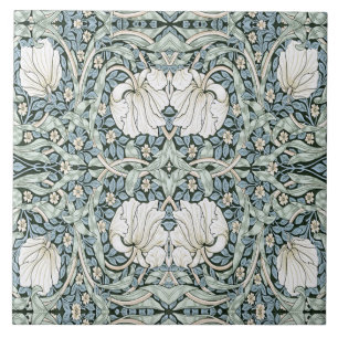 Azulejo William Morris Pimpernel Azul Patrón Intrincado