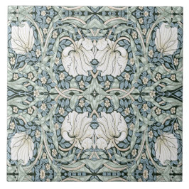 Azulejo William Morris Pimpernel Blue Intricate Pattern 