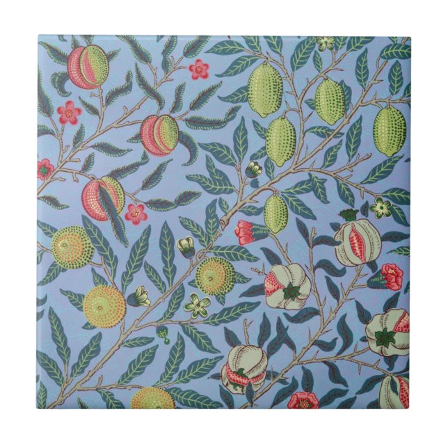 AZULEJO WILLIAM MORRIS "POMEGRANADO" AZUL CERAMICO EN AZUL (Frente)