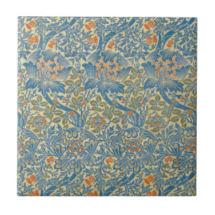 Azulejo William Morris Rosa y Flor de Cardo Azul