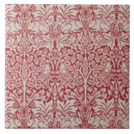 Azulejo William Morris Vintage Animals Birds Rabbits Pink