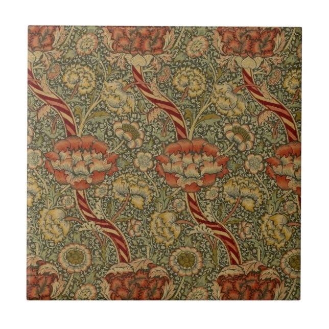 Azulejo William Morris Wandle English Floral Damask Design (Frente)