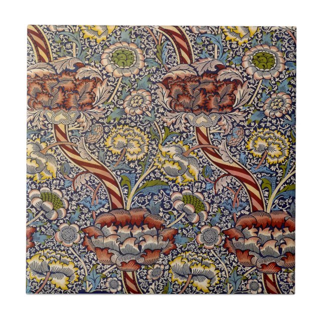 Azulejo William Morris Wandle English Floral Damask Design (Frente)
