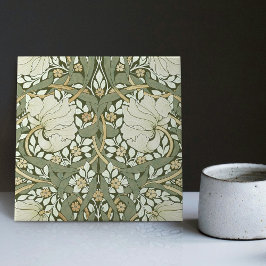 Azulejo William Morris White Green Pimpernel Vintage