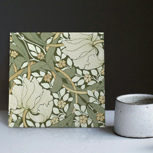 Azulejo William Morris White Green Pimpernel Vintage Ceram