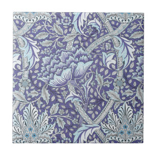 Azulejo William Morris Windrush patrón floral azul