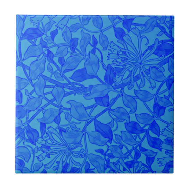 Azulejo Willliam Morris - Sueño de miel en Poster azul (Frente)
