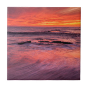 Azulejo Windansea Beach Red Sunset
