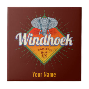 Azulejo Windhoek Namibia Retro Elephant Vintage Africa