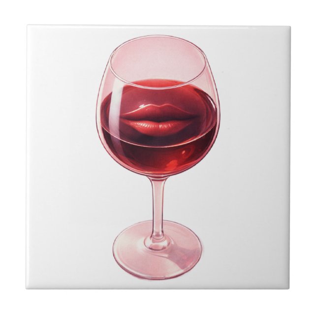 Azulejo Wine Kiss  -  Romantic Red Wine Mug with Hearts (Frente)