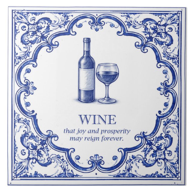 Azulejo Wine Kitchen Blessing Blue Italian (Frente)