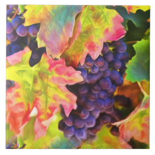 Azulejo Wine Vineyard Autumn Colors Art