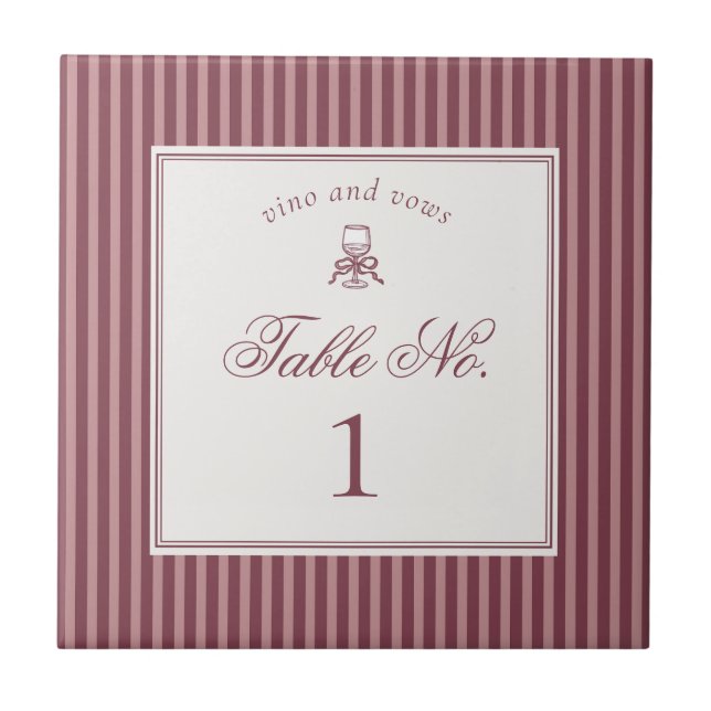 Azulejo Wine Vineyard Club Old Money Wedding Table Number (Frente)