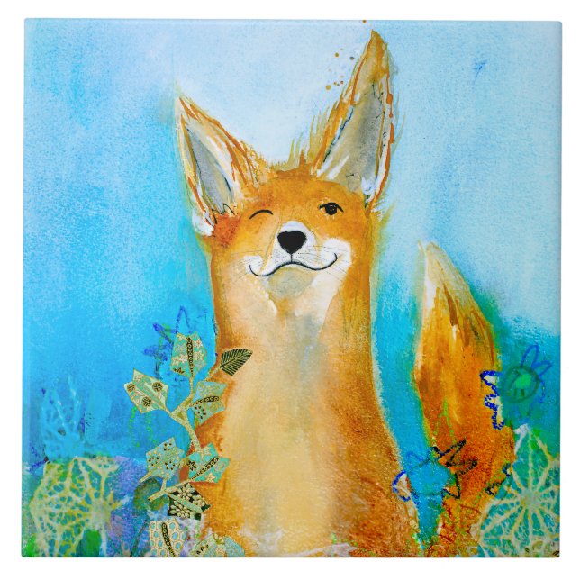 Azulejo Winking Fox Trivet (Frente)