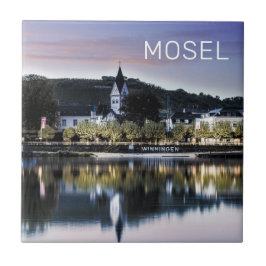 Azulejo Winningen Moselle Sunset Panorama Alemania Vintage