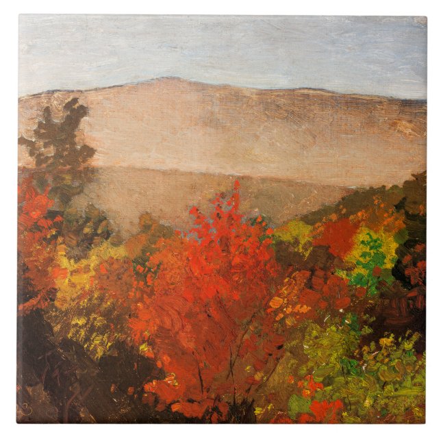 Azulejo Winslow Homer, copas de árboles de otoño, (Frente)