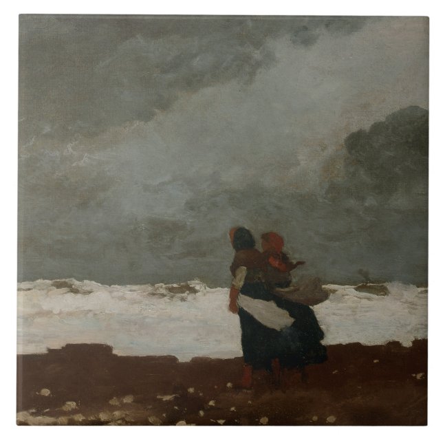 Azulejo Winslow Homer - Dos figuras a orillas del mar (Frente)