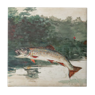Azulejo Winslow Homer Leaping Trout Tile