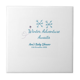 Azulejo Winter Adventure awaits baby shower blue snowflake