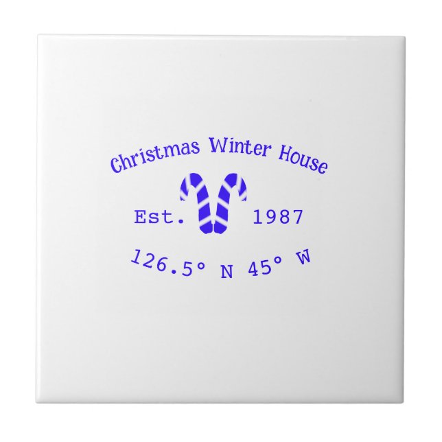 Azulejo Winter Christmas house blue candy canes est. Year  (Frente)
