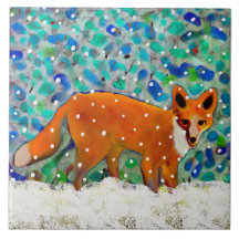 Winter Fox Ceramic Kitchen Tile