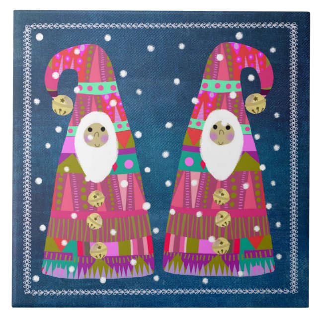 Azulejo Winter Gnomes Trivet (Frente)