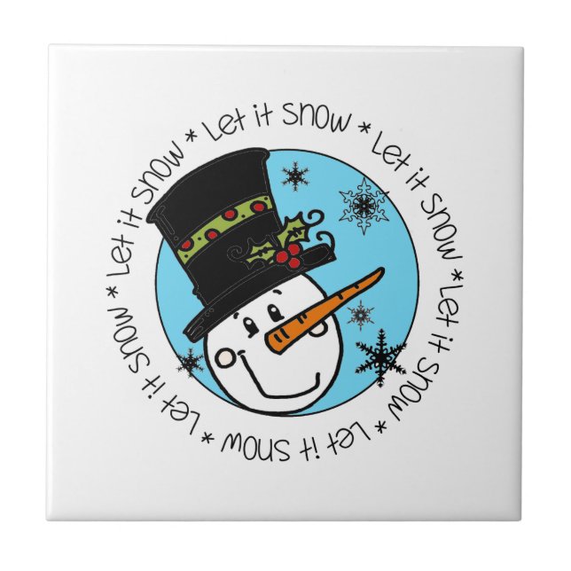 Azulejo Winter Snowman deja que nieve (Frente)