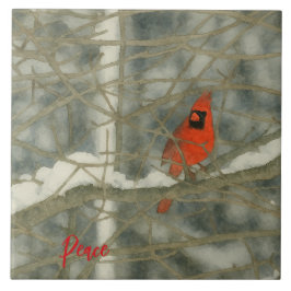 Azulejo Winter Watercolor Cardinal