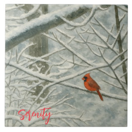 Azulejo Winter Watercolor Cardinal