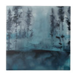 Azulejo Winter Woods<br><div class="desc">Winter Woods I de Chariklia Zarris. Árboles oscuros de tonos azules profundos en un estilo acuático.</div>